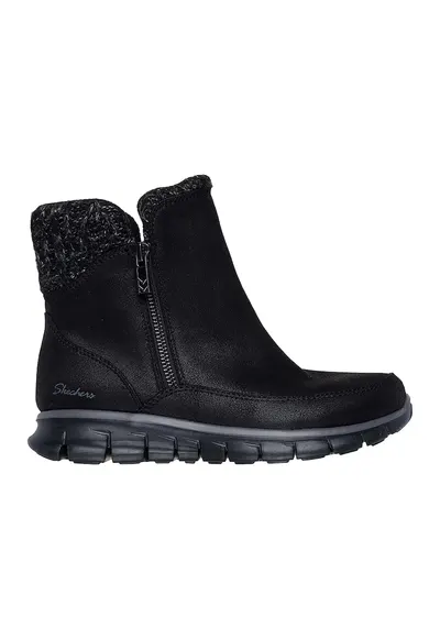 Ghete din piele ecologica cu fermoar Synergy Lovely Collab - Negru