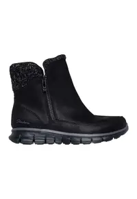 Ghete din piele ecologica cu fermoar Synergy Lovely Collab - Negru