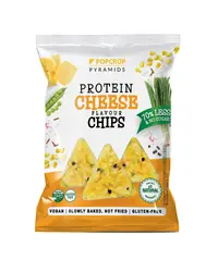 Chips-uri cu proteina de mazare cu aroma de branza si ceapa, 60g, Popcrop