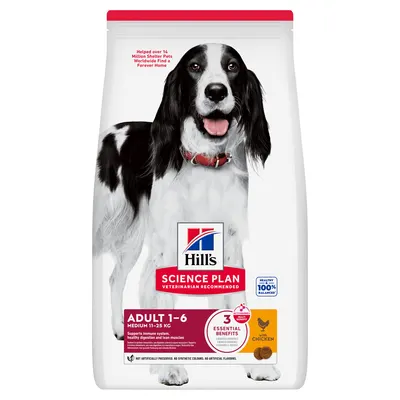 Hills SP CANINE ADULT MED CHK, hrana uscata pentrtu caini adulti, de talie medie, cu pui, 6 KG