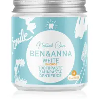 BEN&ANNA Natural Toothpaste White Fluoride pastă de dinți în borcan de sticlă cu flor 100 ml