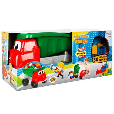 Camion cu remorca si blocuri de constructie, Dede, 30 piese