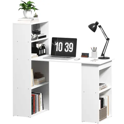 HOMCOM Masa Birou Birou Calculator, 2 Rafturi, 5 Rafturi, 120 cm x 55 cm x 120 cm, Alb | Aosom Romania