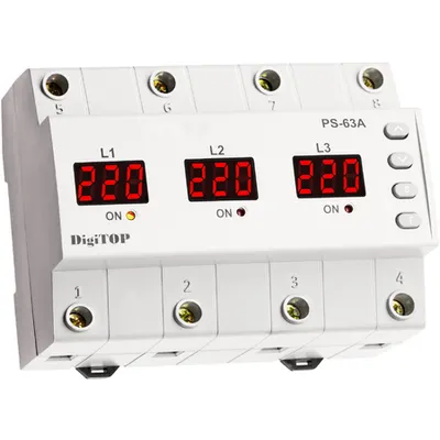 Releu comutator automat de faza si protectie tensiune PS-63A