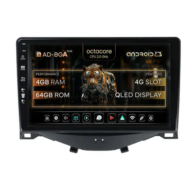 Navigatie Citroen C1 Peugeot 108 Toyota AYGO (2014-2022), Android, A-Octacore 4GB RAM + 64GB ROM, 9 Inch - AD-BGA9004+AD-BGRKIT101