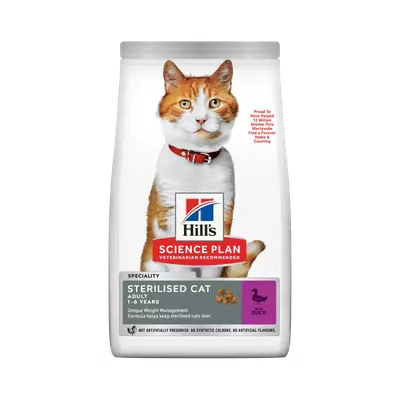 Hrana uscata pisici, Hill's Science Plan Feline Adult Sterilised Duck, 10 kg