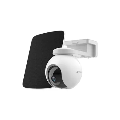 Camera supraveghere wireless PT WiFi cu panou solar EZVIZ CS-HB8-2K+-PS(KIT), 4 MP, 4 mm, IR/lumina alba 15 m, 2.4 GHz, acumulator 10.400 mAh, microfon si difuzor, auto tracking, sirena, eMMC 32 GB, aplicatie mobila
