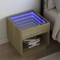 Gossi noptiera cu led infinity, stejar sonoma, 50x50x50 cm
