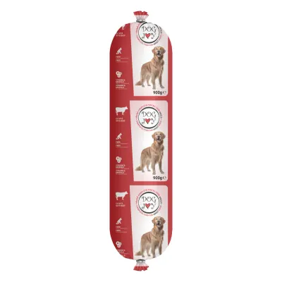 DOG JOY Salam, XS-XL, Vită, salam hrană umedă câini, 900g