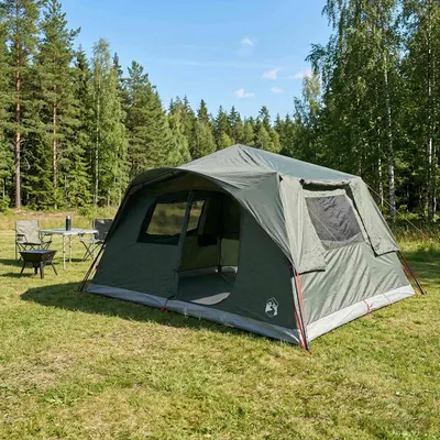 vidaXL Cort Instant 10 persoană Verde Army Poliester și oțel