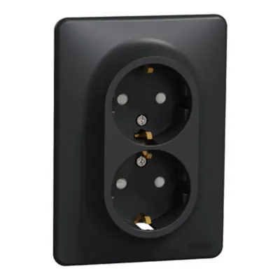 Sedna Design, Priza dubla 2P+E, cu obturatoare, antracit