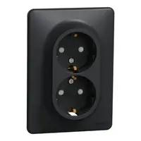 Sedna Design, Priza dubla 2P+E, cu obturatoare, antracit