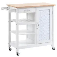Carucior de Bucatarie HOMCOM 4 Roti, din MDF, dulap cu roti | Aosom Romania