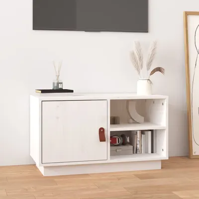 vidaXL Comodă TV, alb, 70x34x40 cm, lemn masiv de pin