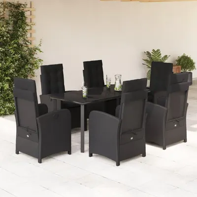 Gossi set mobilier de gradina cu perne, 7 piese, negru, poliratan