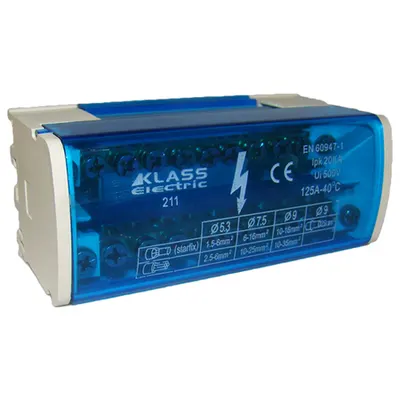 Distribuitor bipolar 125A (1,5mm - 25mm) 1 intrare 10 plecari