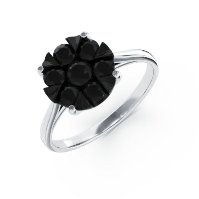 Inel de logodna din aur alb cu diamante negre de 0.388ct