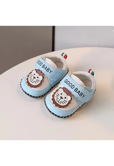 Pantofi Model Lion - Baieti - Piele Ecologica - Alb/ Albastru Deschis - Alb/Albastru deschis