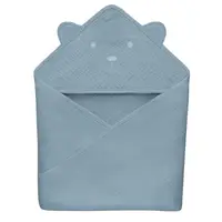 Prosop de baie, Lionelo, Cu gluga, Din muselina, 100% bumbac, 80x80 cm, Absorbtie eficienta, Albastru