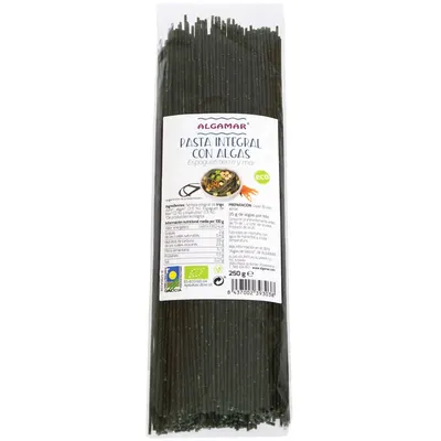 Spaghetti integrale din grau dur cu alge bio 250g Algamar