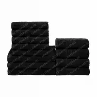 Set 12 Prosoape Premium Bumbac 100%, 550g m ², pentru Maini, Fata E i Corp - Negru