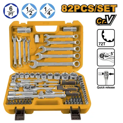 Trusa Chei Tubulare 1/2 1/4 cu 82 de Piese INGCO HKTS42802