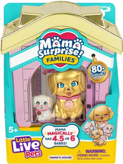 Set de joacă Moose Little Live Pets - Căsuța mamei cățelușului cu bebeluși, sortiment