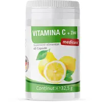 Vitamina C si Zinc, Bio, 60 Capsule, 300 mg