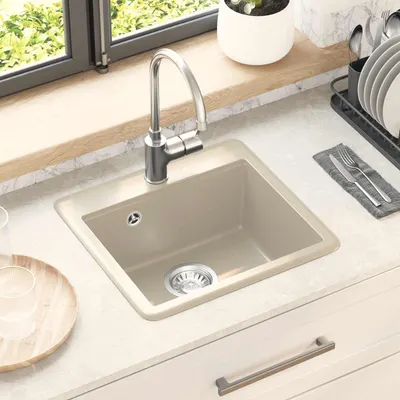 vidaXL Chiuvetă 80% Quartz și 20% Rășină 470 x 440 mm Bej
