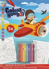 Set de pictură pe numere Moxy - Avion, cu creioane