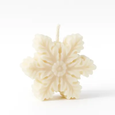 Lumânare din ceară de soia Fulg de Nea - decor de Crăciun - Fulg Mic 6 cm / Neparfumată