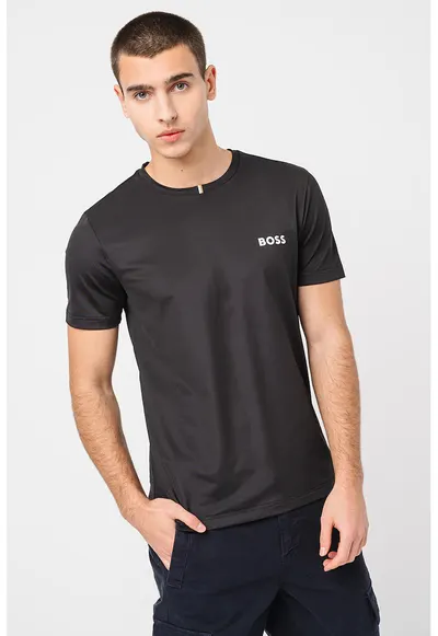 Tricou slim fit cu logo - Negru