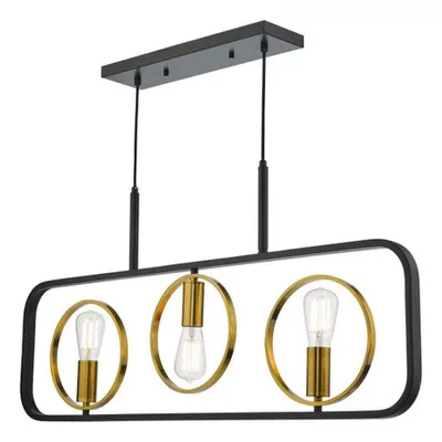 Lampa suspendata Ryota 3 Light Bar Pendant Satin Black Antique Gold