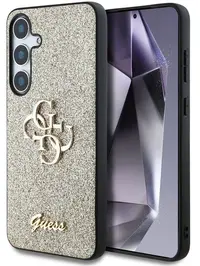 Husă Guess - Glitter Fixed Metal Logo, Galaxy S25, auriu