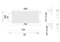 Condensator A C 604x283x20 potrivit MERCEDES ECONIC, ECONIC 2 01.98-