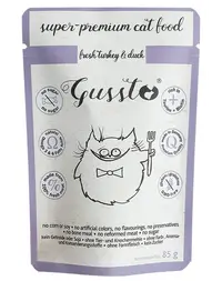 GUSSTO Cat Fresh Turkey & Duck CARNE PROASPĂTĂ DE CURCAN CU RAŢĂ 85 g