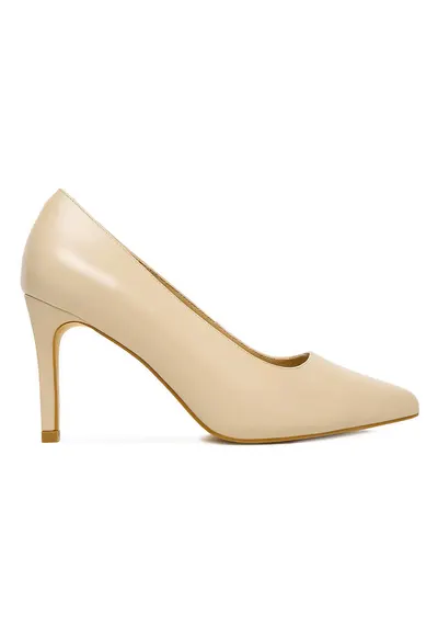Pantofi dama - piele naturala - toc stiletto - bej