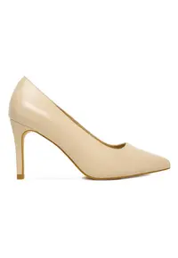 Pantofi dama - piele naturala - toc stiletto - bej -