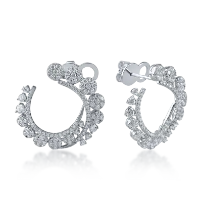 Cercei rotunzi din aur alb cu diamante de 1.7ct