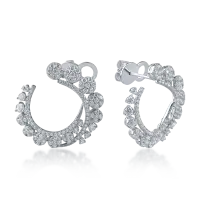 Cercei rotunzi din aur alb cu diamante de 1.7ct