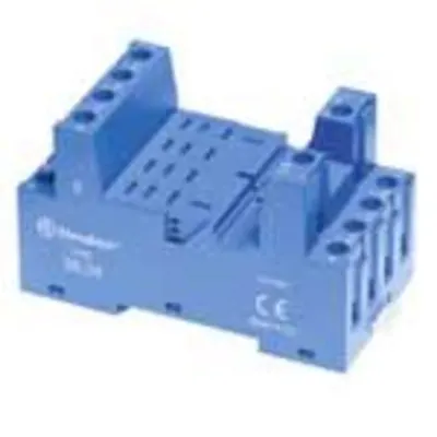 Socluri pentru relee din seria 56 - Clema de reținere din plastic, pentru releele 56.32 - Soclu cu terminale de conexiune cu șurub (tip menghina) și mod de montare pe panou sau șina 35 mm