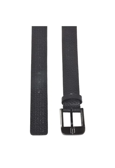 Curea din piele cu design perforat - Negru