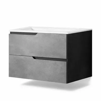 Set mobilier cu lavoar incastrat 80 cm inclus, gri urban, Fluminia Bari