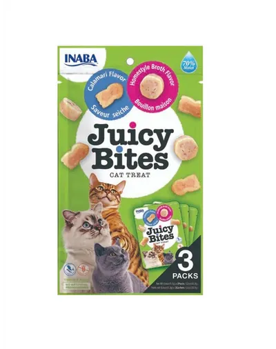 INABA Juicy Bites Recompense umede pentru pisci, cu bulion si calamar 33,9 g (3x11,3 g)