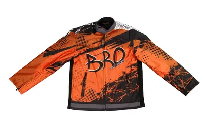 Geaca KIMO Kids BRO Motocross cu aparatori, ideal pentru copii pasionati de motocross, portocalie