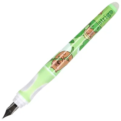 Stilou cu stergere Strigo Capybara verde + 2 rezerve + dispozitiv curatare