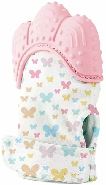 Mănușă de dentiție BabyJem - Butterfly, roz