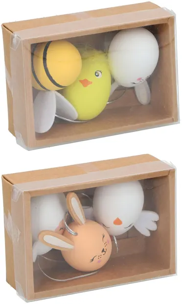 Decorațiune de Paște Arti Casa - Set ouă suspendate, 3 bucăți, 4 cm, sortiment