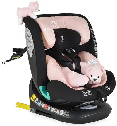 Scaun de masă pentru copii Moni - Serengeti, IsoFix, I-Size, 40-150 cm, roz