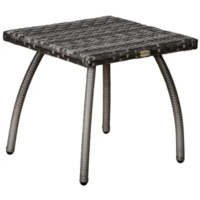 Masa Outsunny din Ratan sintetic pentru Exterior, Gradina, Terasa Impermeabilă Gri 45x45x44cm | Aosom Romania